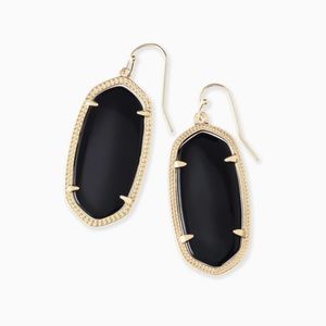 Kendra Scott Elle Gold Drop Earrings In Black Opaque Glass